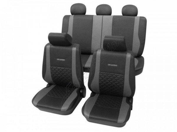 Car seat covers, protective covers, Leather look,Complete set, Alfa Romeo 75, Anthracite Black Grey