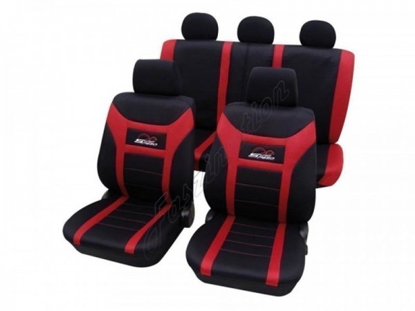 Car seat covers, protective covers, Complete set, Alfa Romeo Alfetta, Black Red