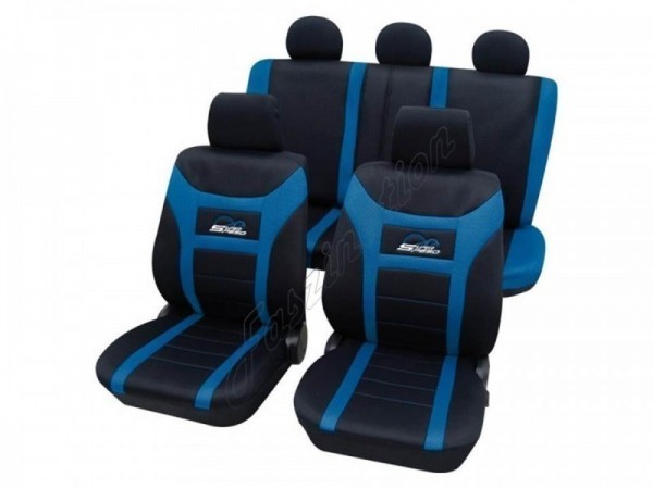 Car seat covers, protective covers, Complete set, Alfa Romeo 164, Black Blue