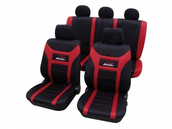 Car seat covers, protective covers, Complete set, Alfa Romeo 156, Black Red