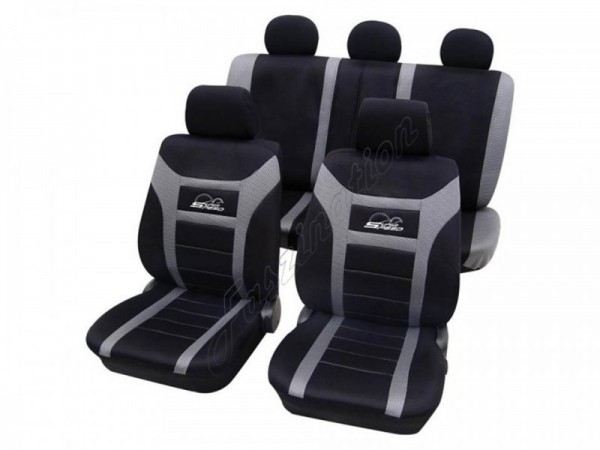 Car seat covers, protective covers, Complete set, Alfa Romeo 156, Black Grey