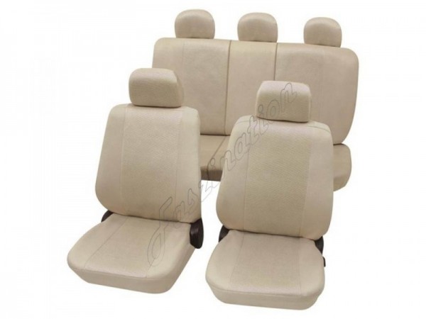 Car seat covers, protective covers, Complete set, Alfa Romeo 156, Beige