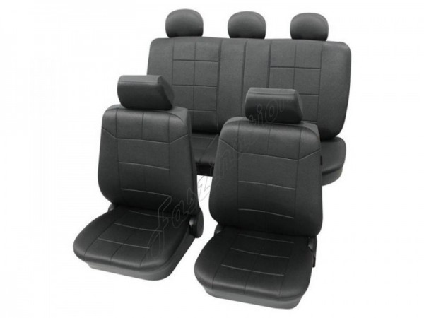 Car seat covers, protective covers, Leather look, Complete set, Alfa Romeo 145, Black Anthracite
