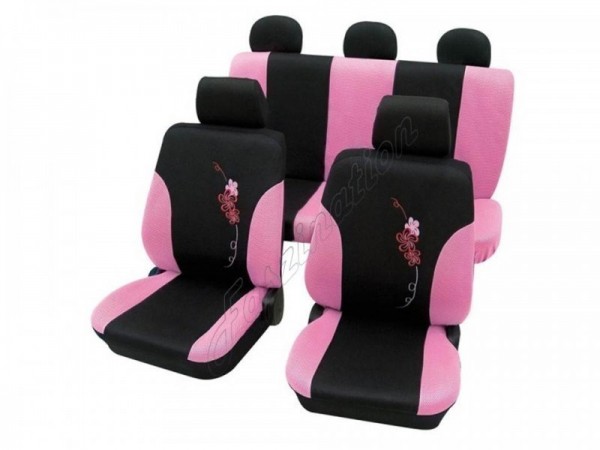 Car seat covers, protective covers, Complete set, Alfa Romeo 156, Black Pink