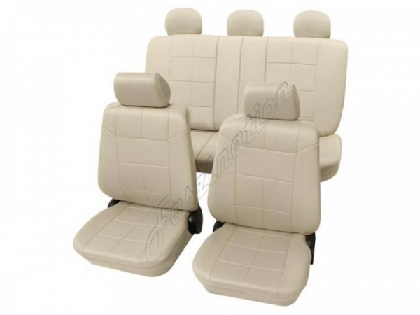 Car seat covers, protective covers, Leather look, Complete set, Alfa Romeo 155, Beige