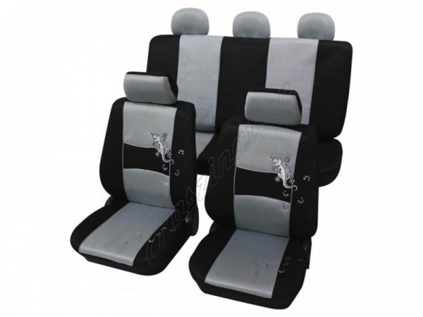 Car seat covers, protective covers, Complete set, Alfa Romeo 155, Silver Grey Black