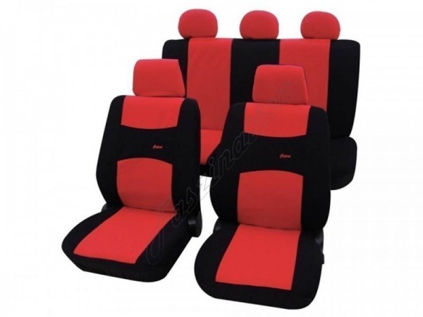 Car seat covers, protective covers, Complete set, Peugeot 309, Red Black