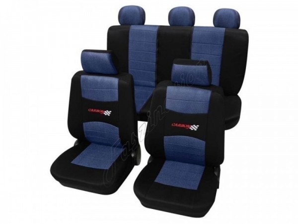 Car seat covers, protective covers, Complete set, Peugeot 309, Blue Black