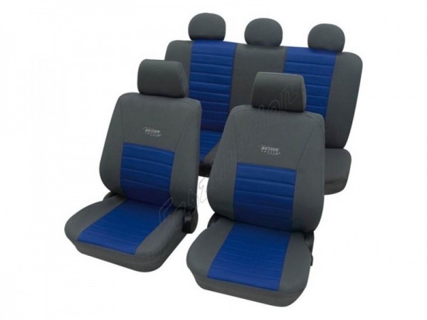 Car seat covers, protective covers, Complete set, Peugeot 4007, Grey Blue Anthracite