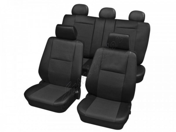 Car seat covers, protective covers, Complete set, Peugeot, 106 without side airbag, 205, 206/206+ from 4/2009, 207, 306, 309, 406, 4007 ,Black Anthracite