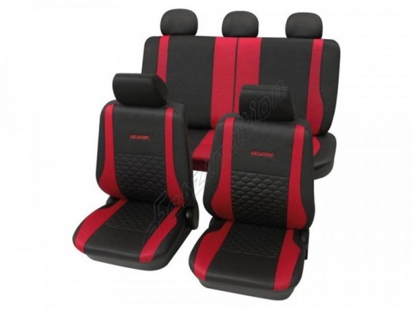Car seat covers, protective covers, Leather look,Complete set Chevrolet/Daewoo Captiva, Nexia, Anthracite Black Red