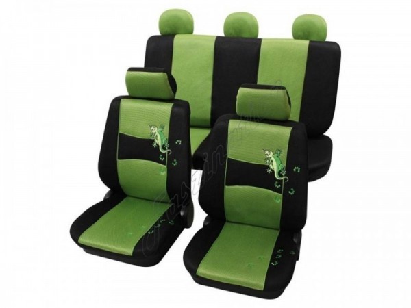 Car seat covers, protective covers, Complete set, Alfa Romeo Alfasud, Green Black