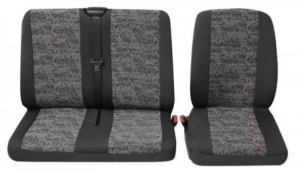 Van car seat covers, 1 x Single seat 1 x Double seat, Iveco Daily, Colour: Grey