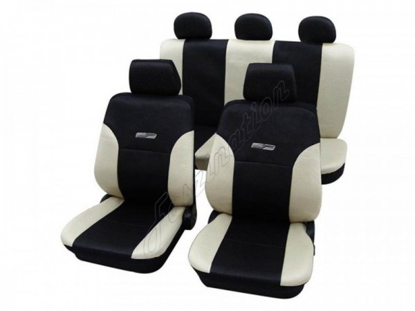 Car seat covers, protective covers, Leather look, Complete set, Alfa Romeo 145, Beige Black