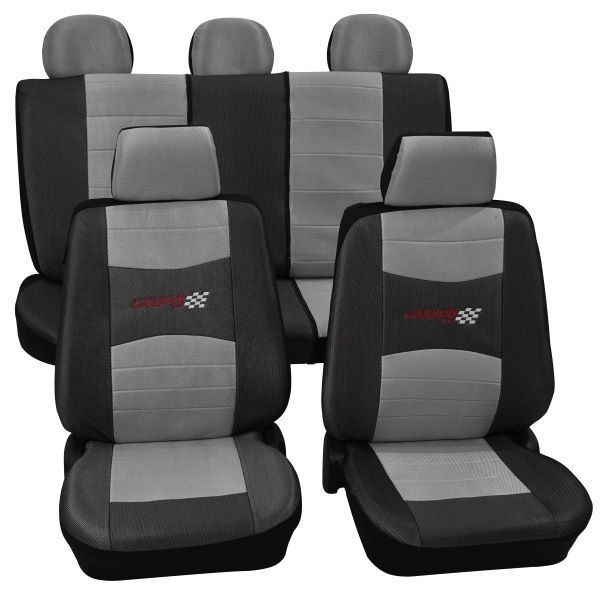 Car seat covers, protective covers, Complete set, Peugeot 309, Silver Black