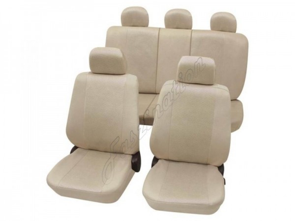 Car seat covers, protective covers, Complete set Skoda Ffromia I up to 2/2007, Ffromia II from 3/2007, Favorit/Forman, Felicia, Octavia I, , Superb up to 6/2008, Superb from 7/2008, Yeti, Beige
