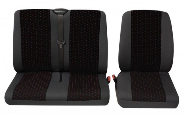 Van car seat covers, 1 x Single seat 1 x Double seat, Peugeot Boxer, Colour: Grey/Red