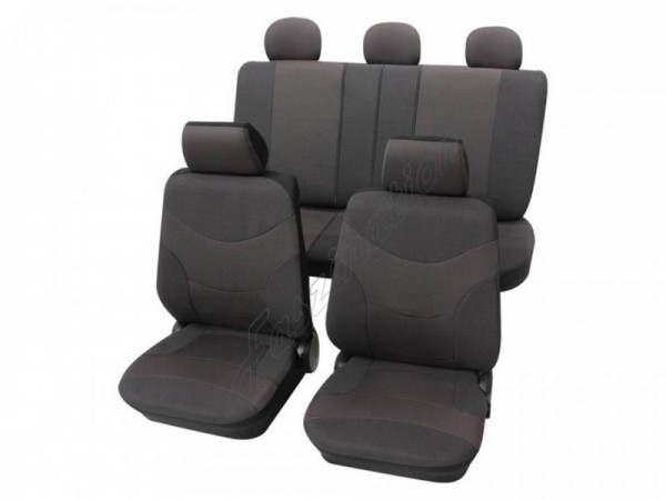 Car seat covers, protective covers, Complete set, Renault, Clio up to 9/2005, Kangoo up to 12/2007, Laguna up to 9/2007, Megane up to 10/2008, Rapid, R5, R9, R11, R19, Twingo, Grey Anthracite