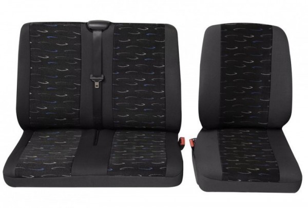 Van car seat covers, 1 x Single seat 1 x Double seat, Peugeot Boxer, Colour: Grey/Blue